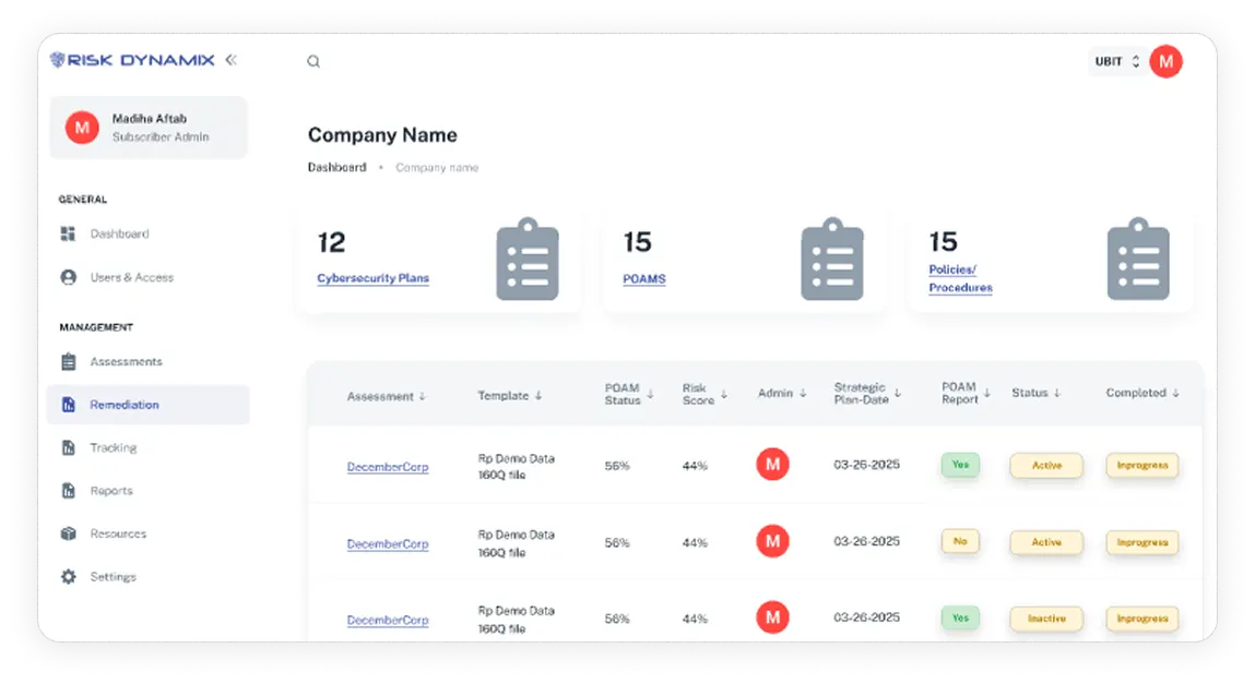 risk dynamic dashboard image